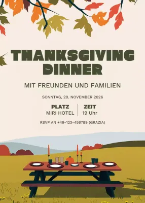 Beige Orange Rustikale Thanksgiving-Einladung