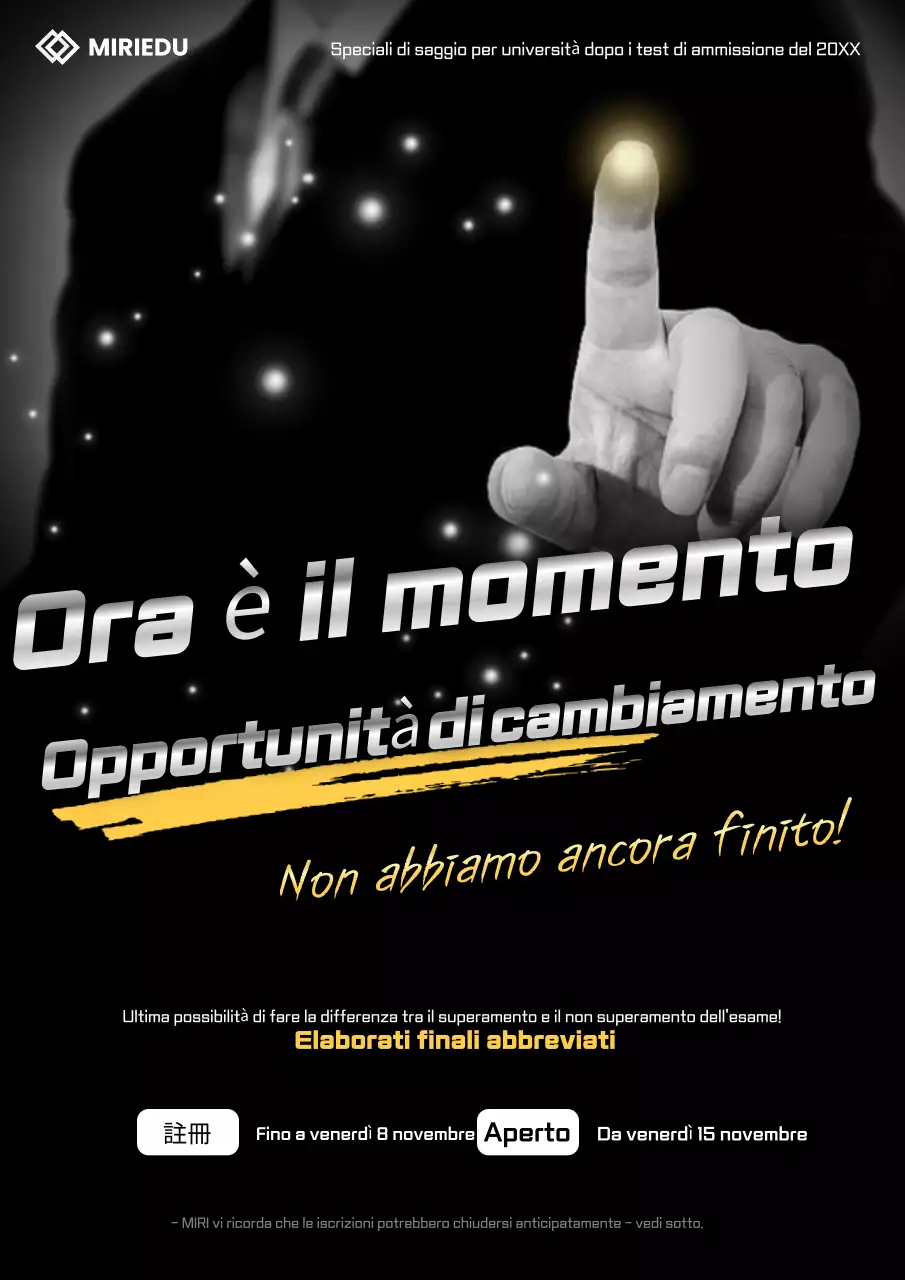 Annunci di lezioni di tesi di laurea evidenziate in nero e argento