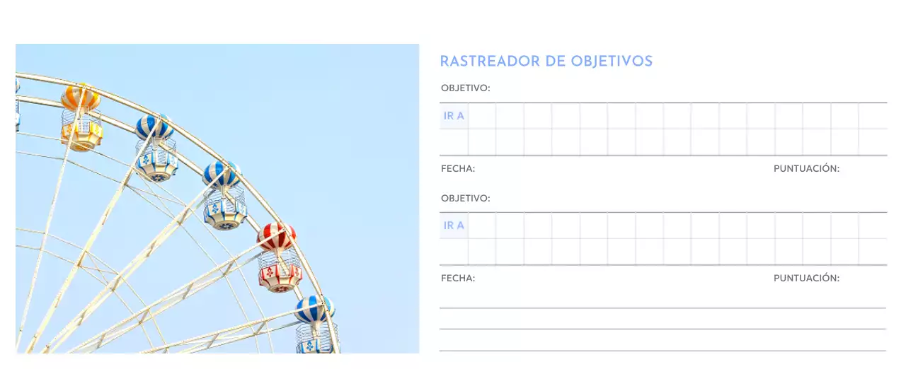 Calendario fotográfico de seguimiento de objetivos con un toque de azul