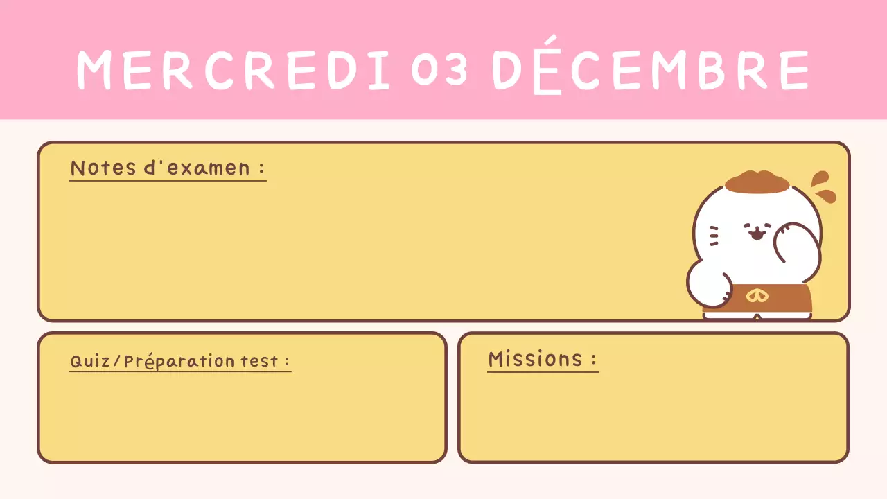 Agenda jaune simple pour l'école