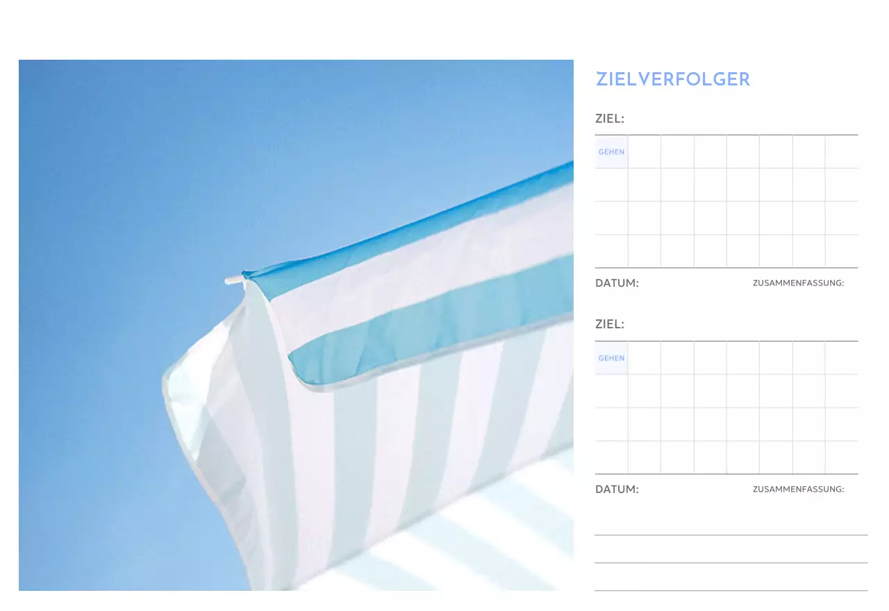 Foto-Zielverfolgungskalender mit einem Hauch von Blau