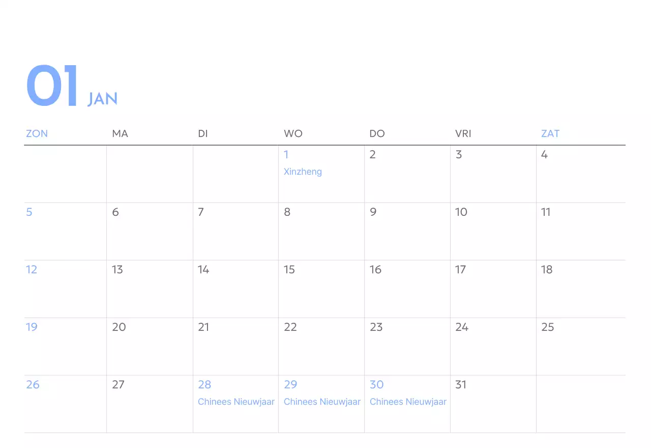 Photo goal tracker kalender met een vleugje blauw