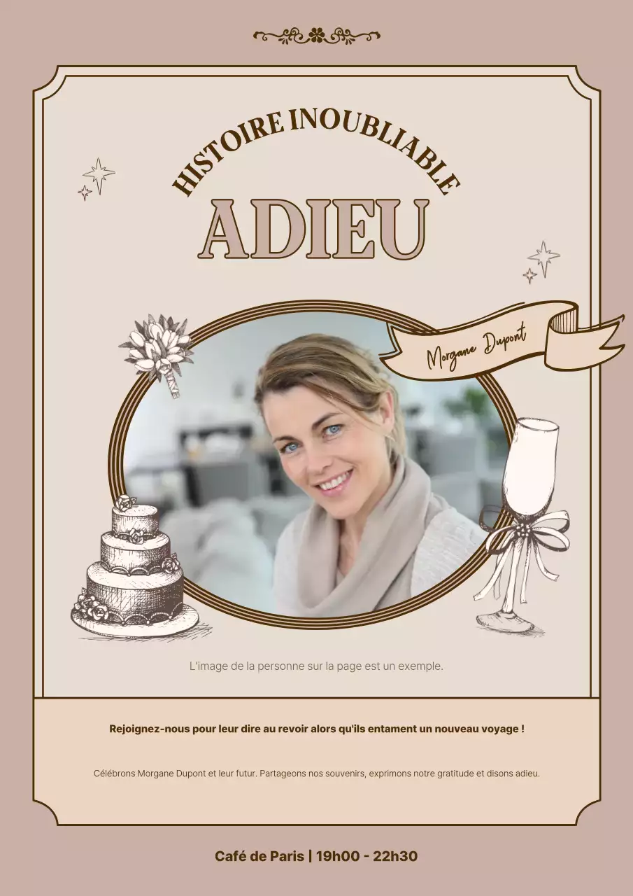 invitation d'adieu beige et élégante