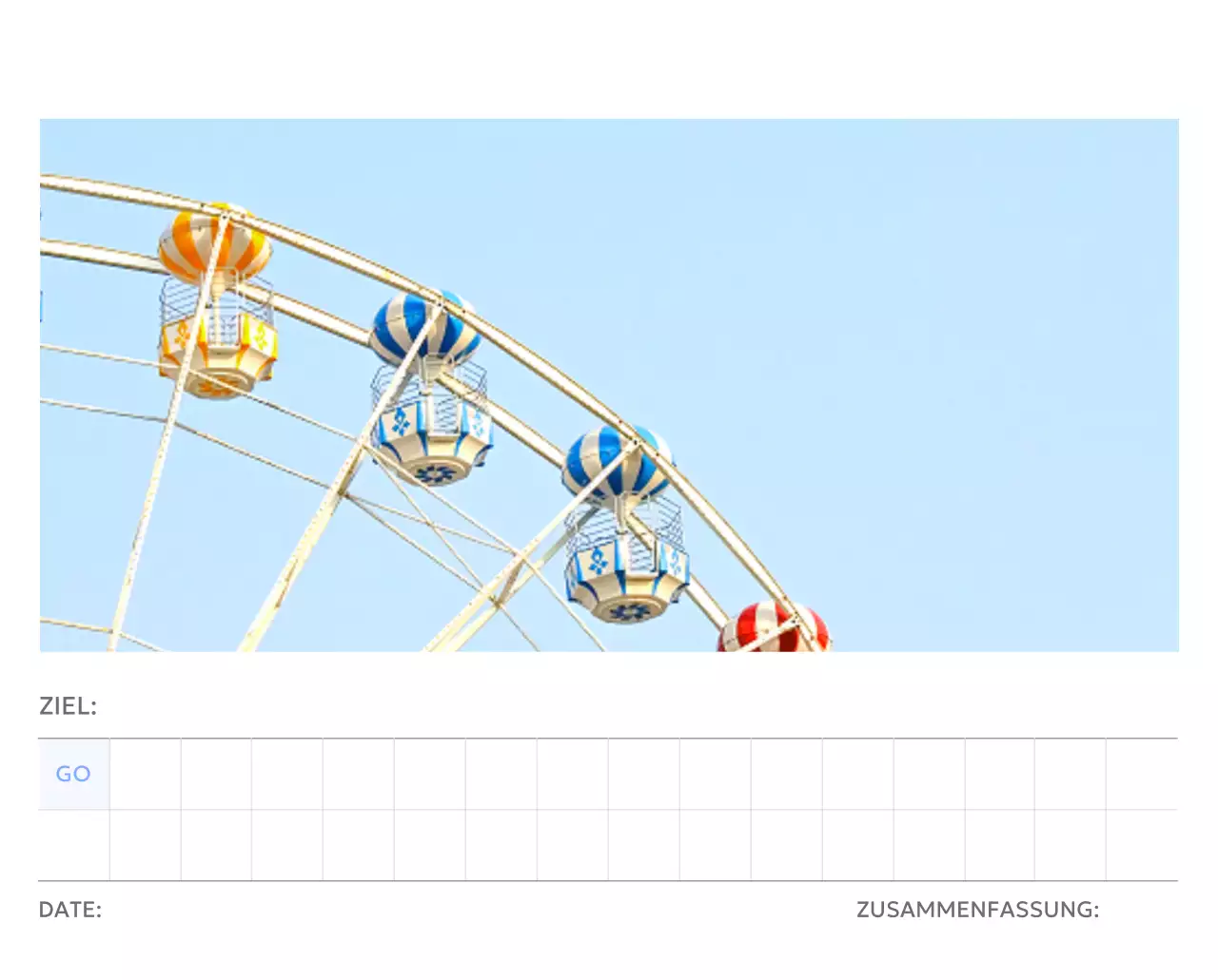 Foto-Zielverfolgungskalender mit einem Hauch von Blau