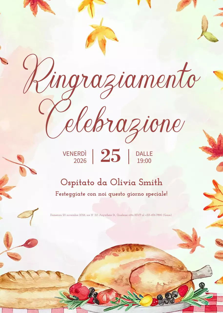 Invito al Ringraziamento elegante e acquerellato