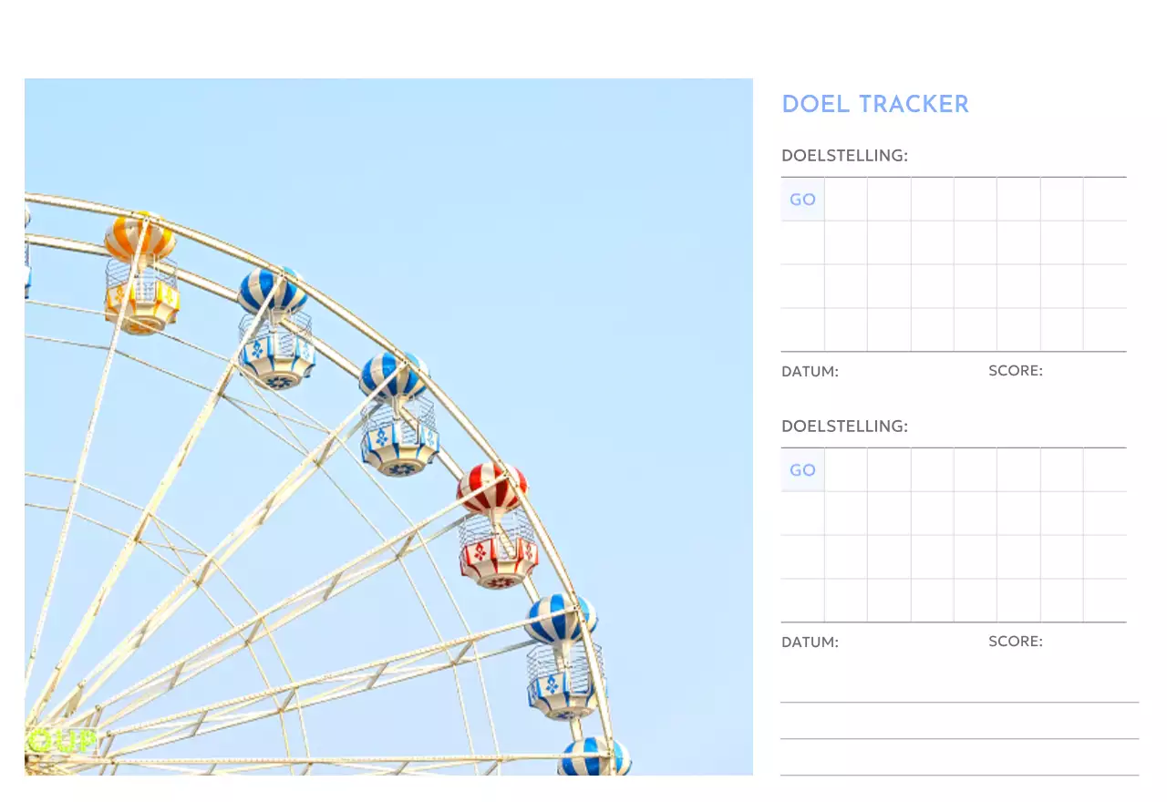 Photo goal tracker kalender met een vleugje blauw