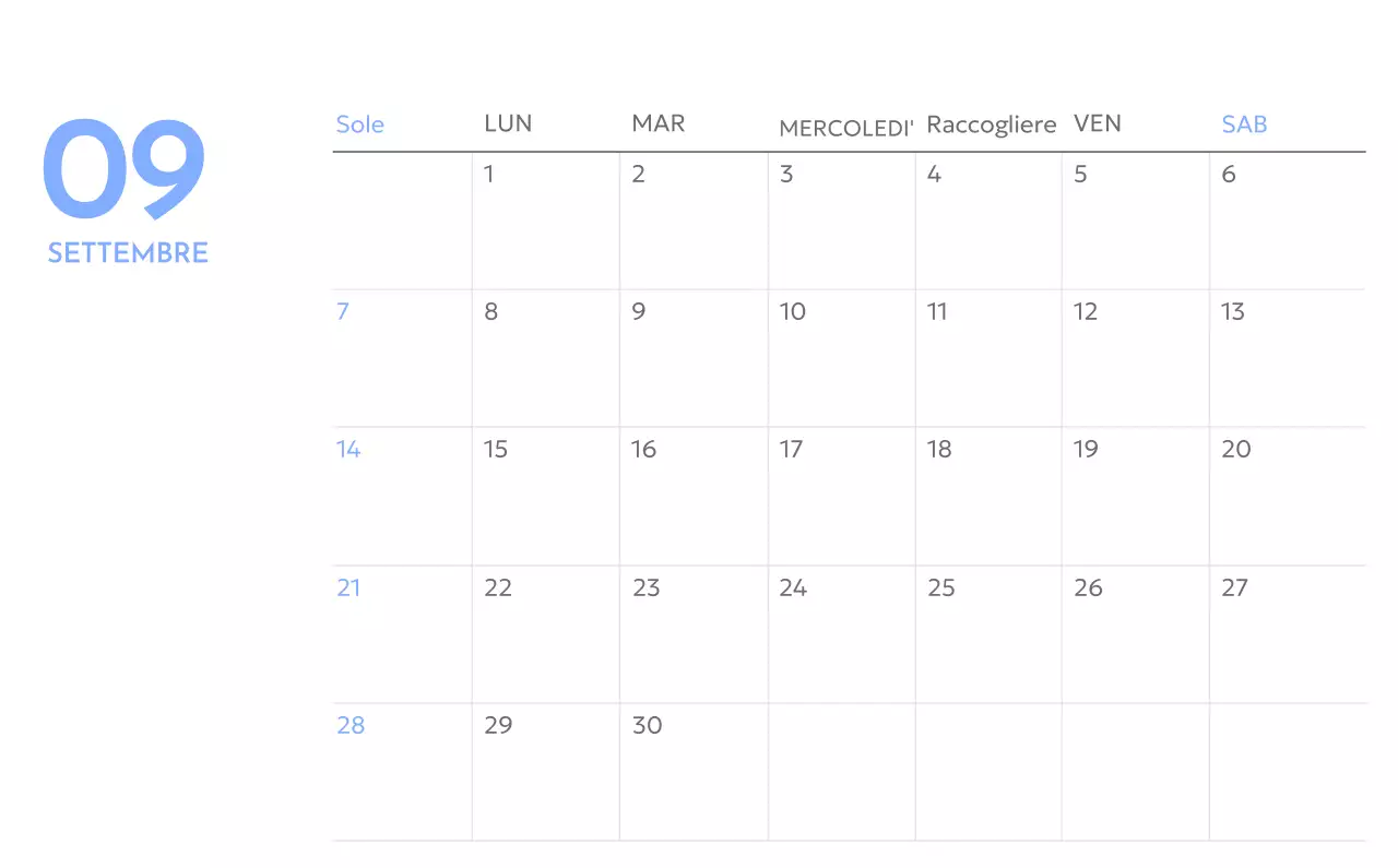 Calendario con foto tracciatore di obiettivi con un tocco di blu