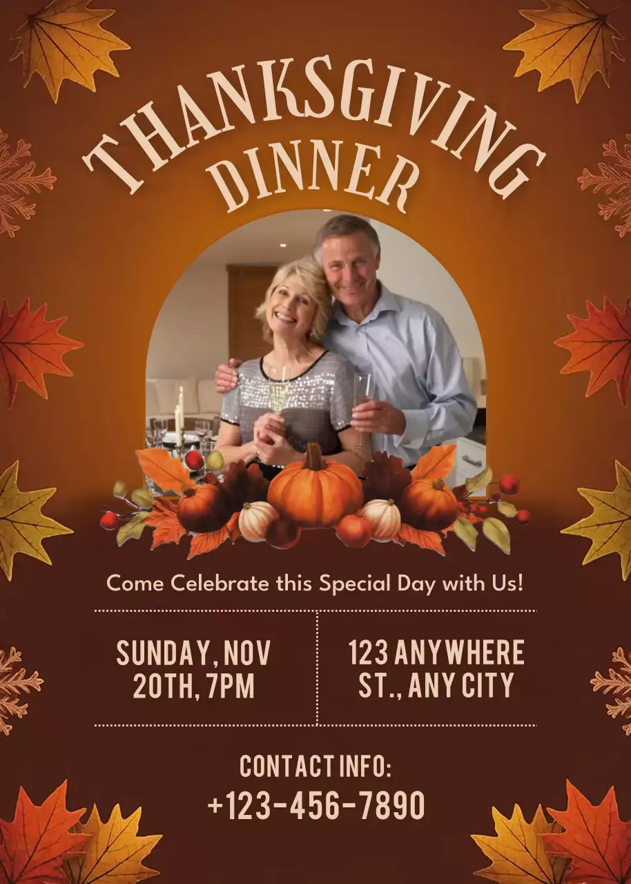 Orange Traditional Thanksgiving Invitation Poster