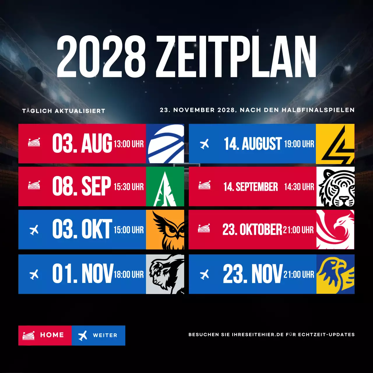 blau rot modern basketball kalender