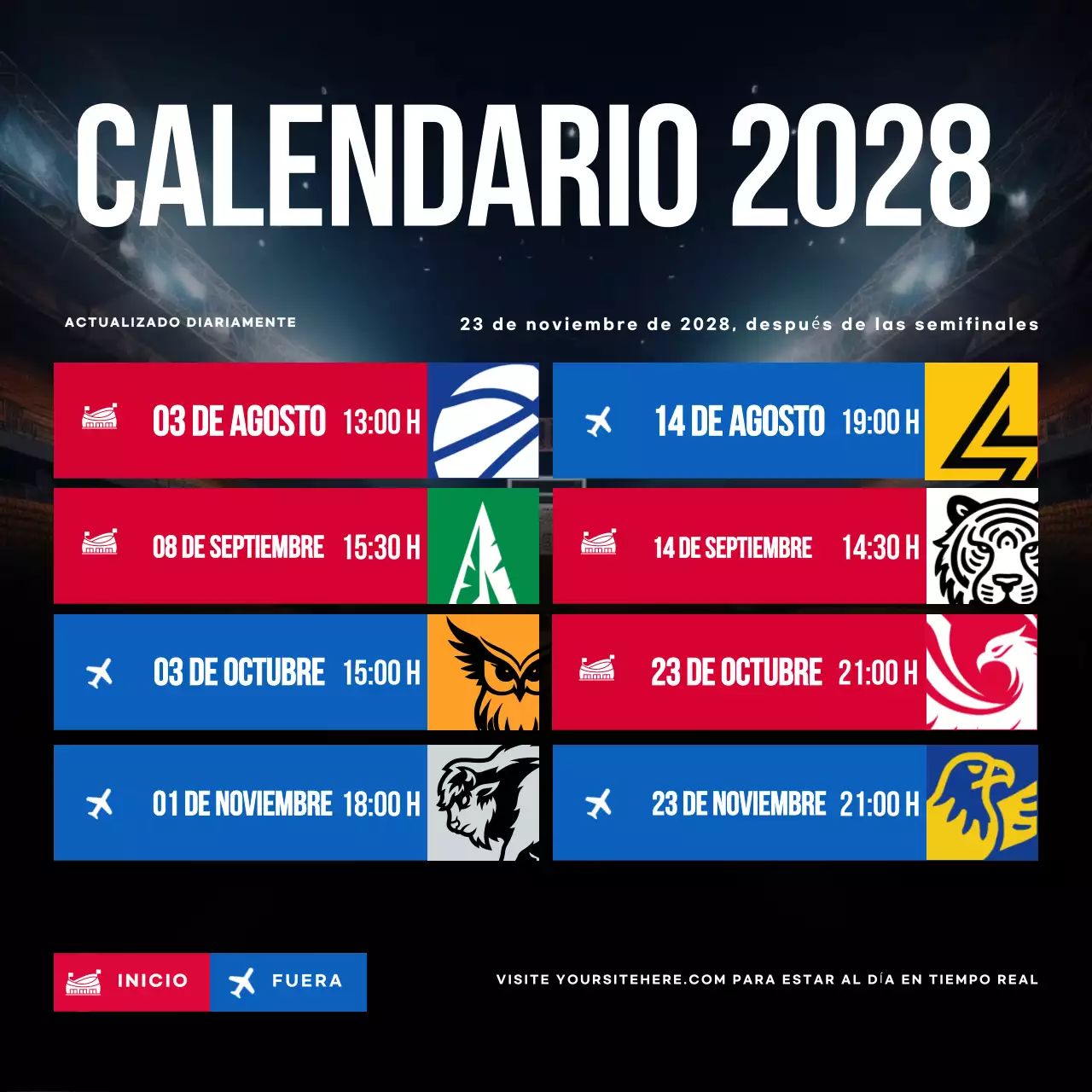 calendario del baloncesto moderno azul-rojo