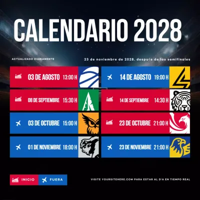 calendario del baloncesto moderno azul-rojo