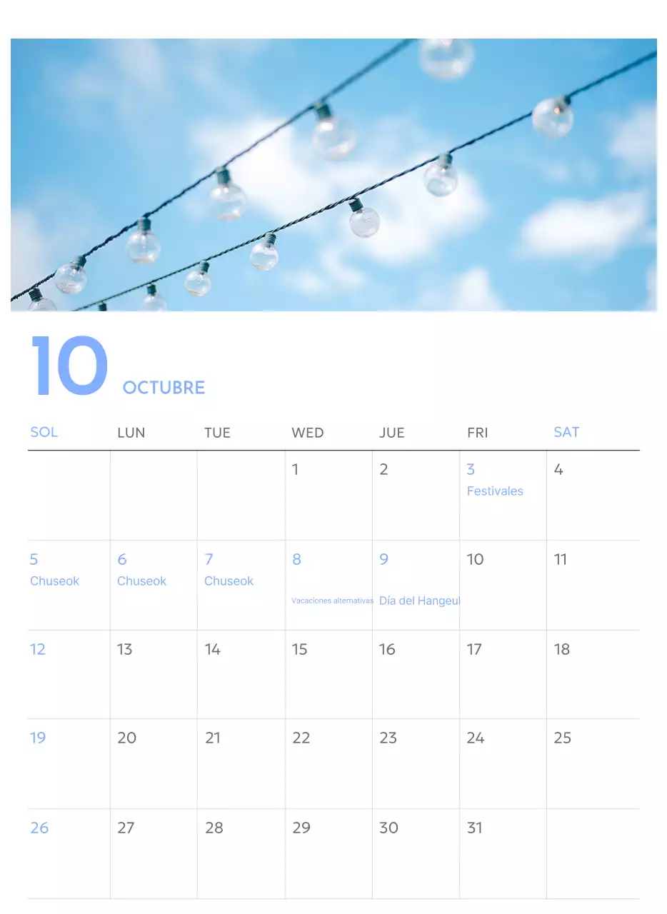 Calendario fotográfico de seguimiento de objetivos con un toque de azul