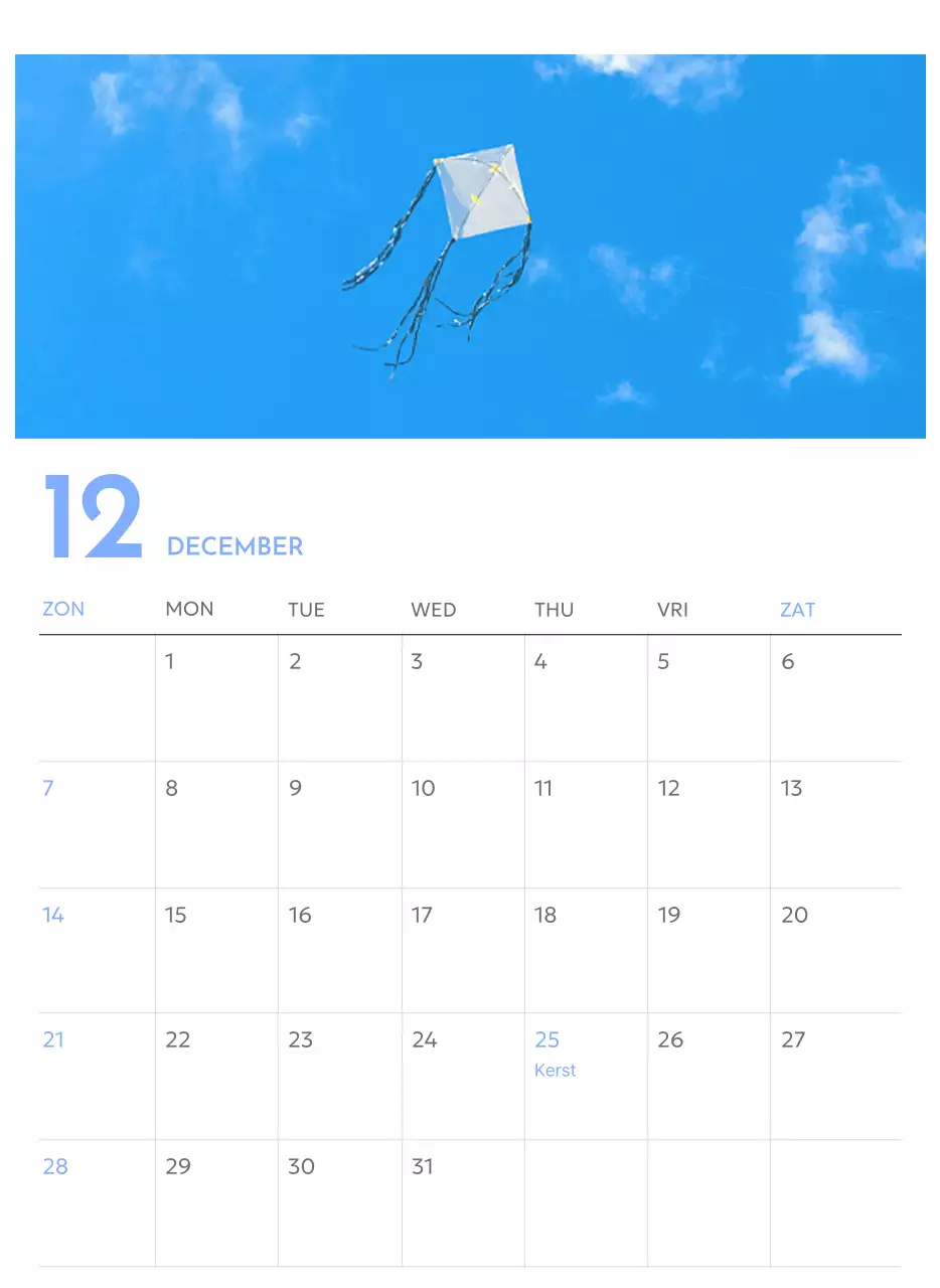 Photo goal tracker kalender met een vleugje blauw