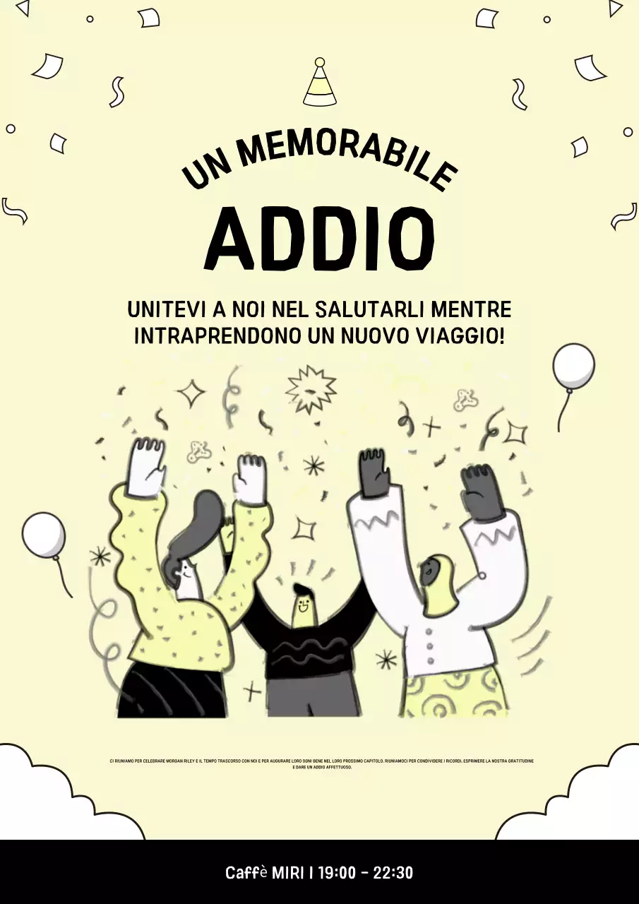 invito di addio moderno giallo