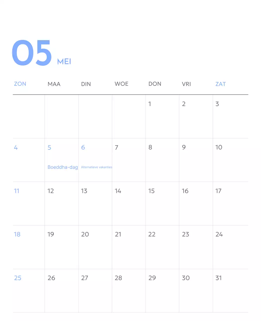 Photo goal tracker kalender met een vleugje blauw