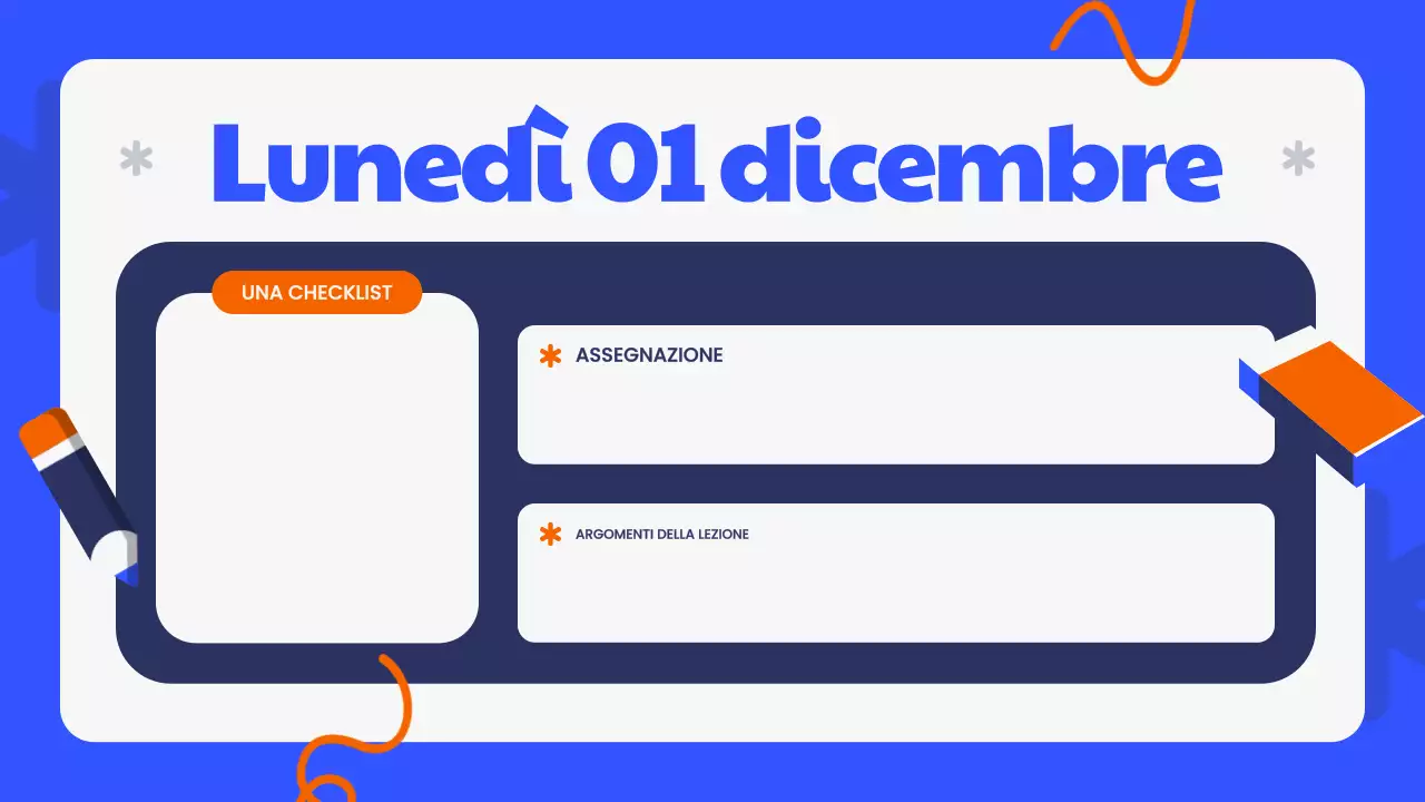 Presentazione dell'agenda di classe moderna blu