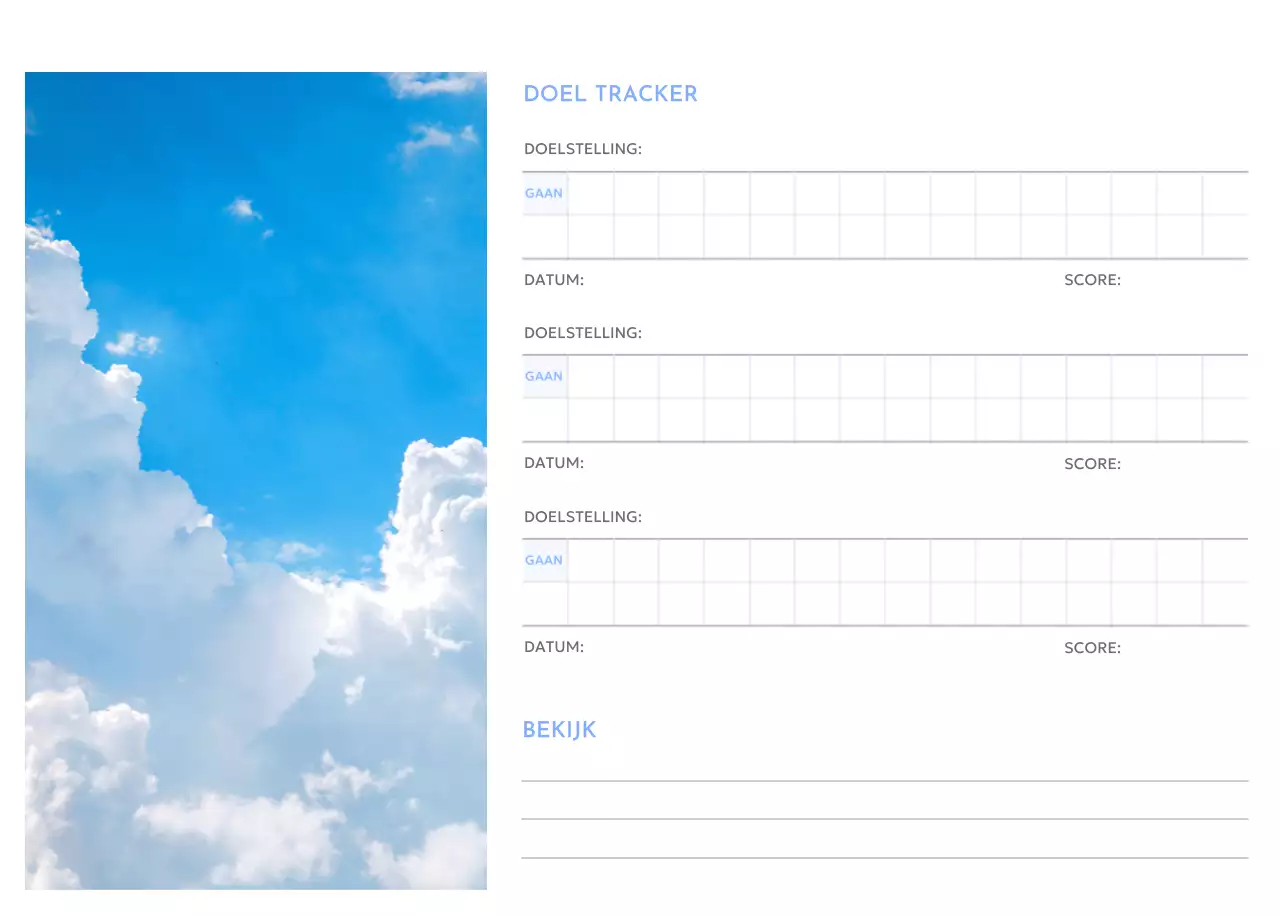 Photo goal tracker kalender met een vleugje blauw