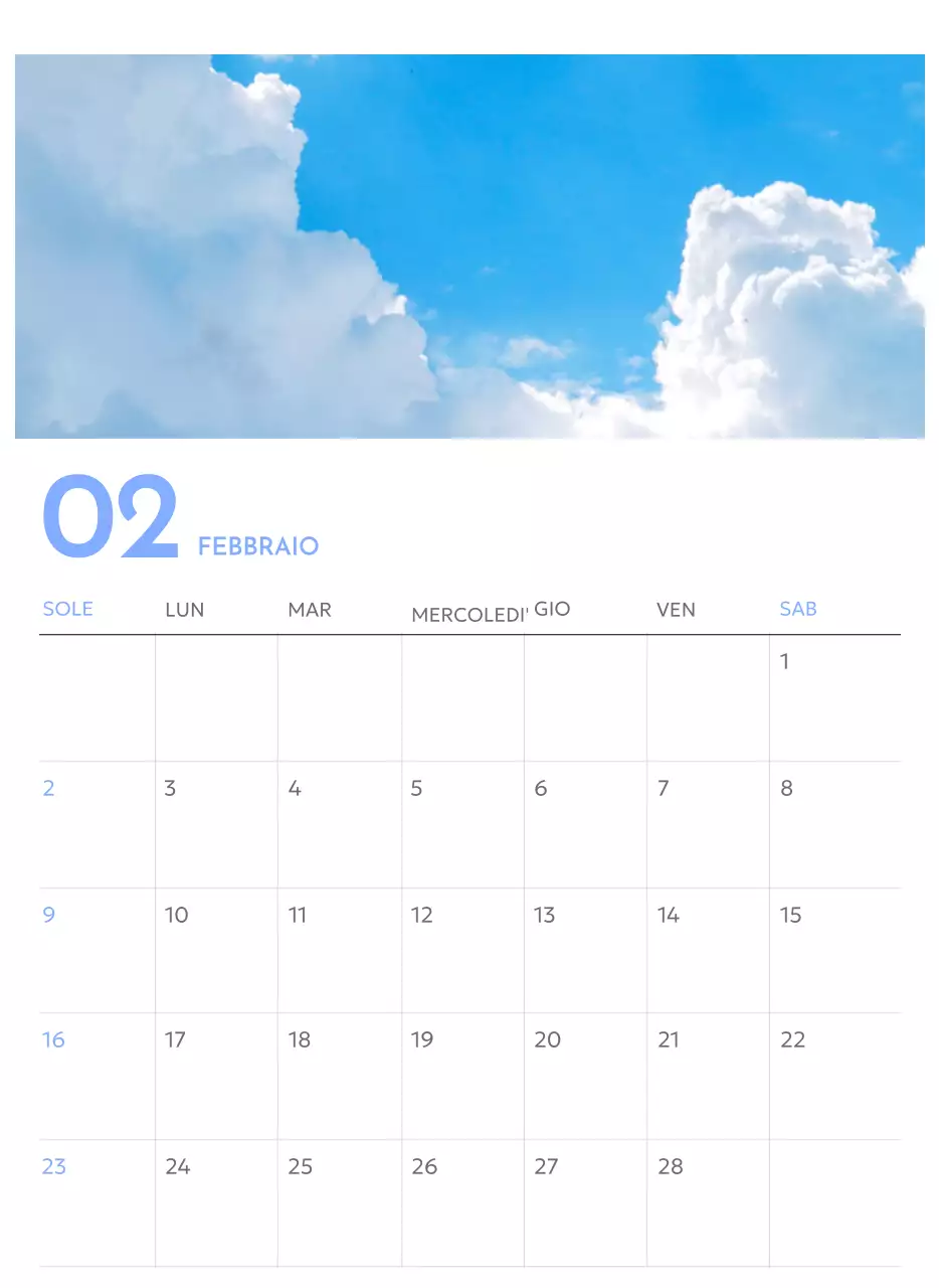 Calendario con foto tracciatore di obiettivi con un tocco di blu