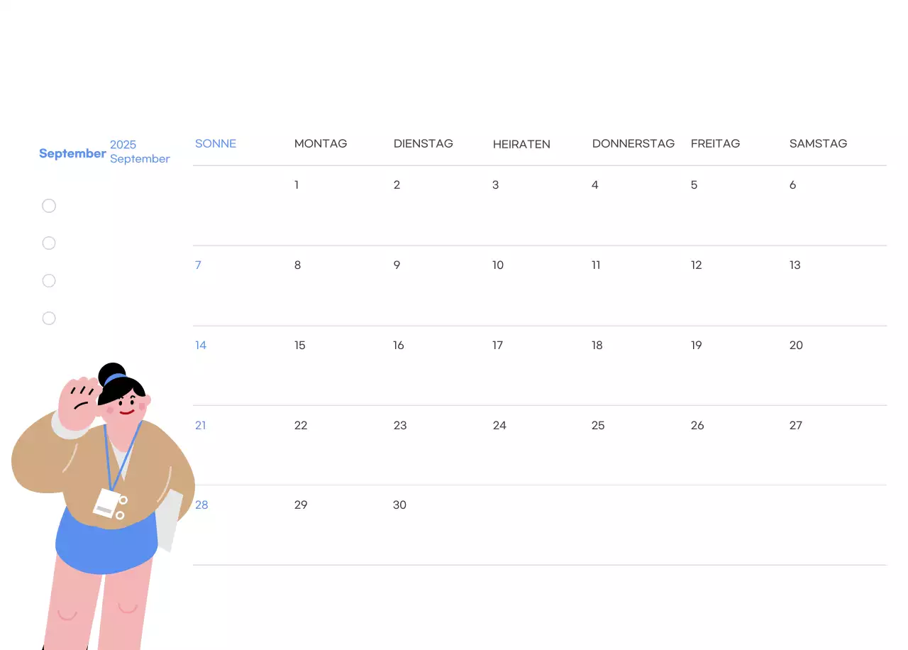 Motivationskalender mit energiegeladenen Illustrationen und positiven Zitaten auf hellblauem Hintergrund