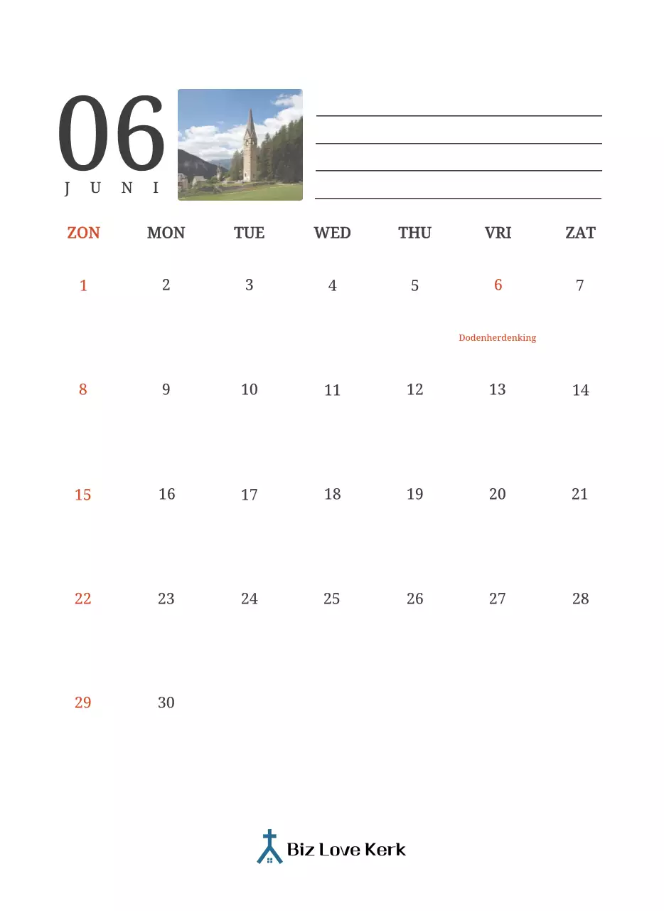 Een fotografische conceptkalender met kerken in landschapsschilderijen