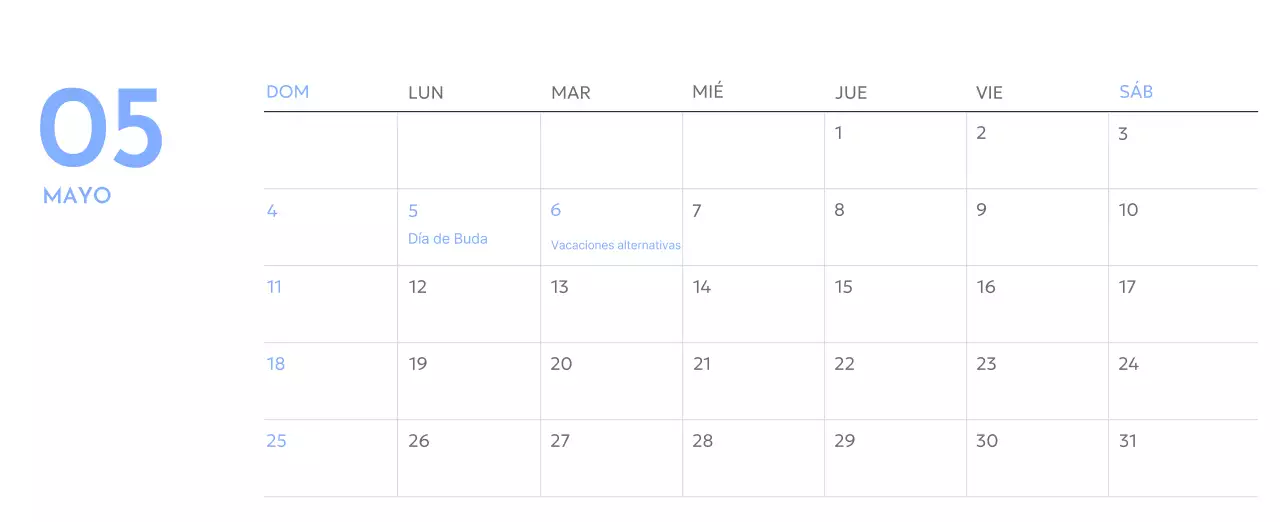 Calendario fotográfico de seguimiento de objetivos con un toque de azul