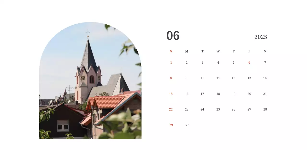 Calendrier photographique conceptuel mettant en scène des églises dans des paysages.