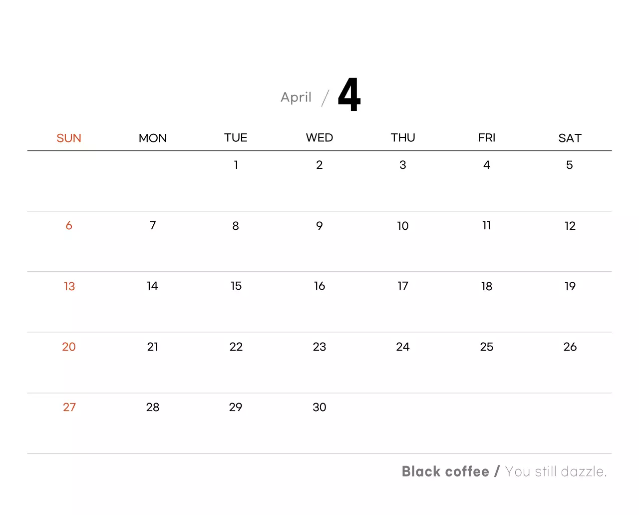 Kalender kopi minimalis berwarna abu-abu