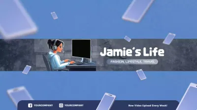 Blue Modern Lifestyle Vlog YouTube Thumbnail