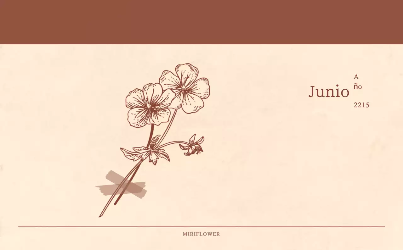 Un calendario sentimental de floristería en papel de lana marrón claro y marrón concepto