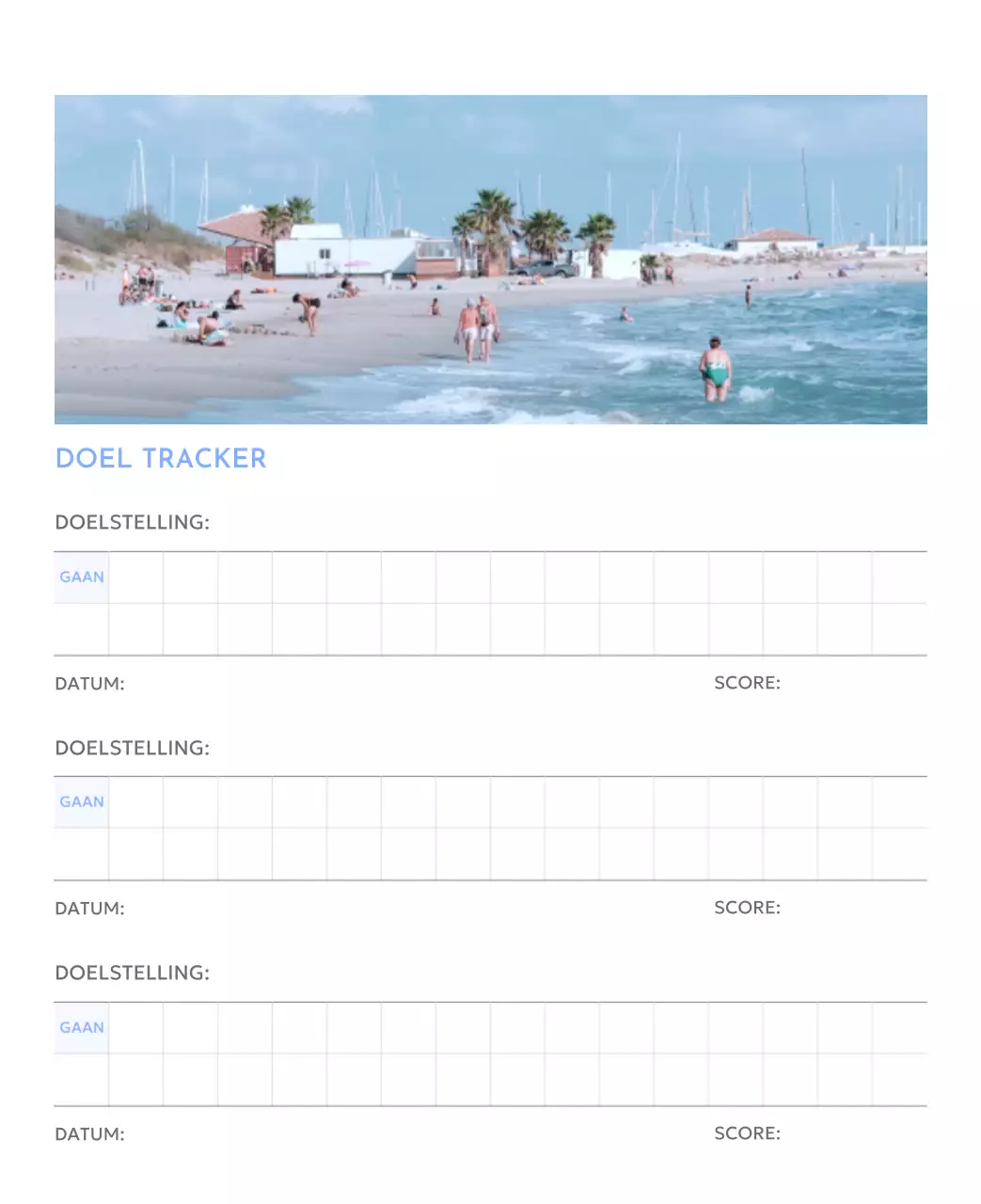 Photo goal tracker kalender met een vleugje blauw