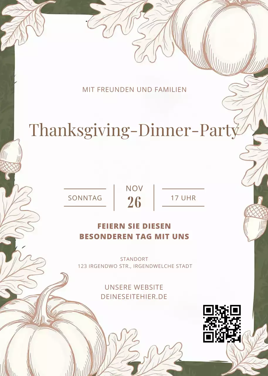Grün Weiß Thanksgiving Dinner Party-Einladung