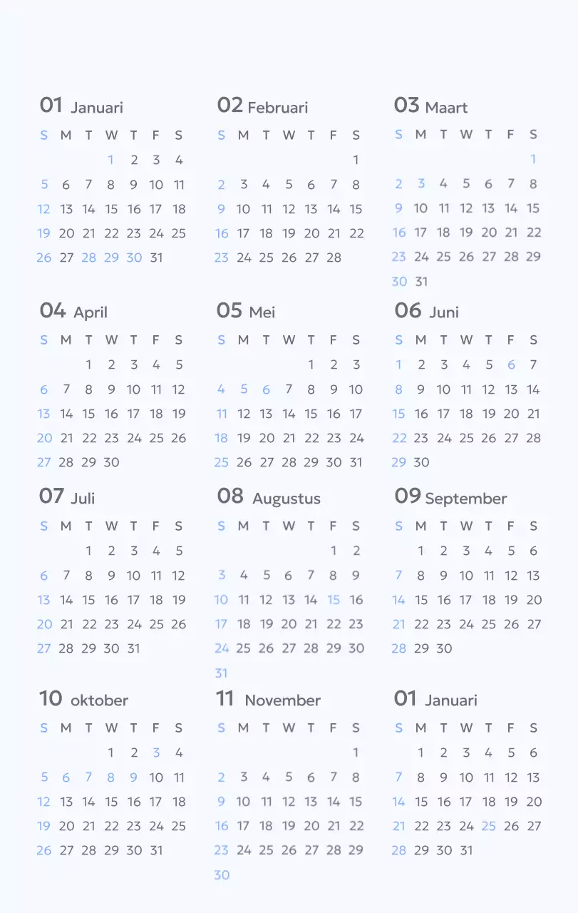 Photo goal tracker kalender met een vleugje blauw