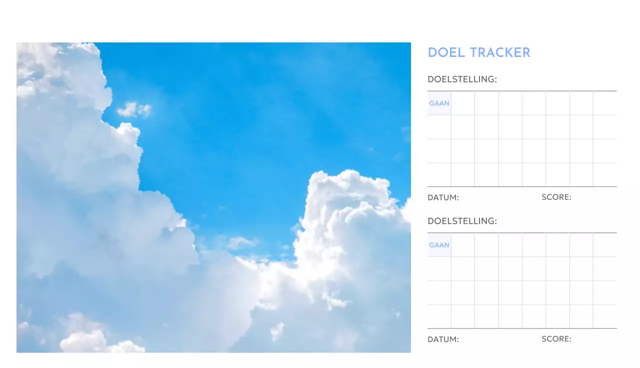 Photo goal tracker kalender met een vleugje blauw