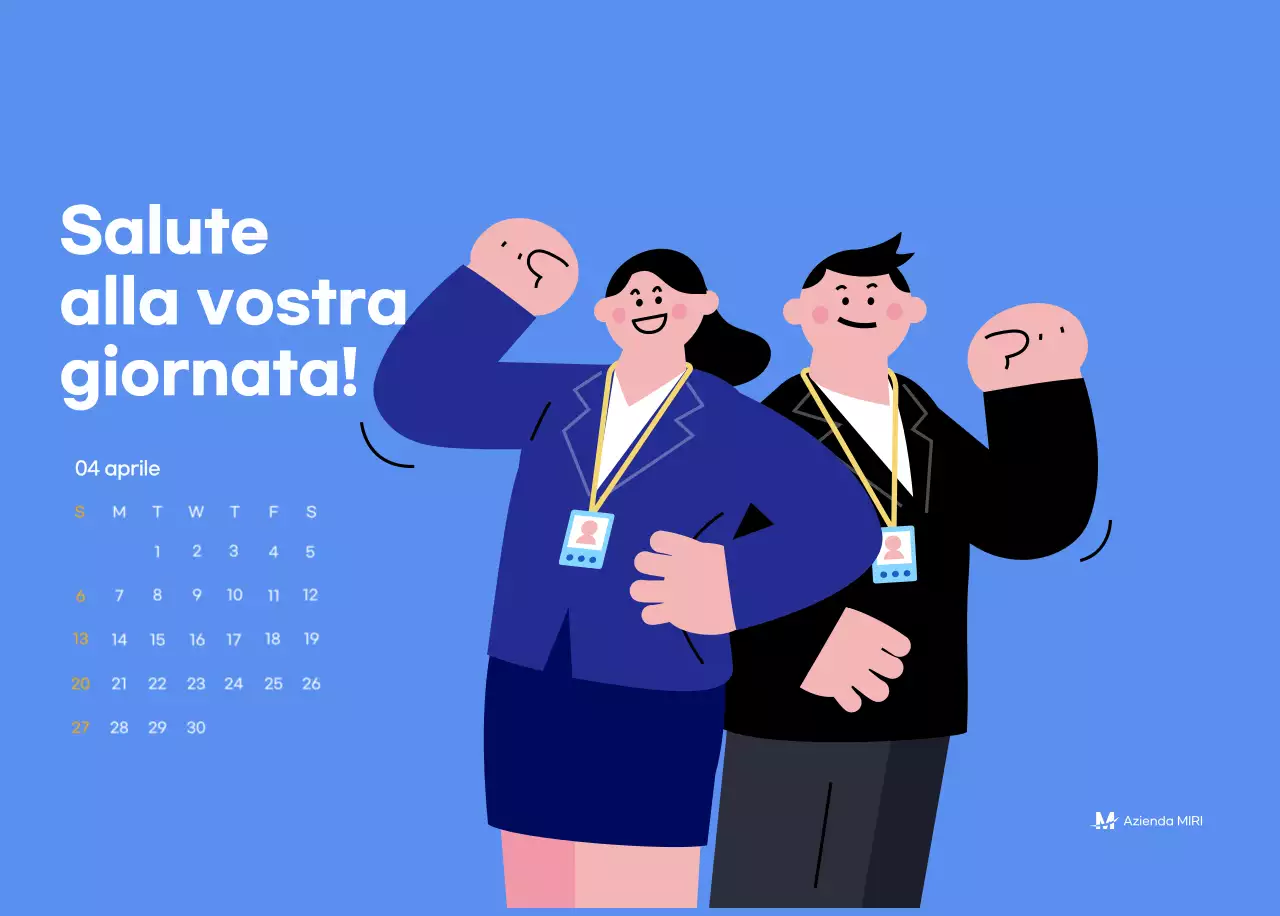 Calendario motivazionale con illustrazioni energetiche e citazioni positive su sfondo azzurro