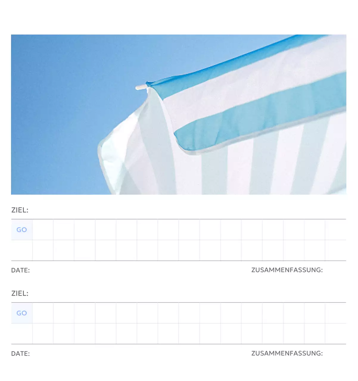 Foto-Zielverfolgungskalender mit einem Hauch von Blau