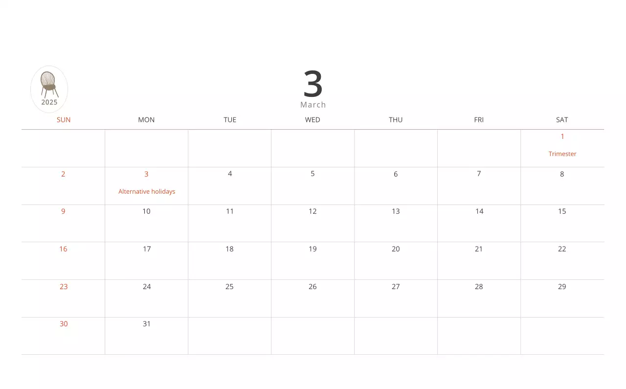 Kalender interior minimalis berwarna krem