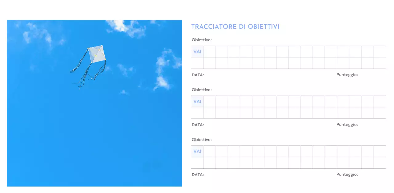 Calendario con foto tracciatore di obiettivi con un tocco di blu