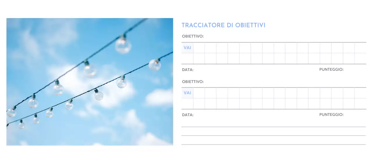 Calendario con foto tracciatore di obiettivi con un tocco di blu