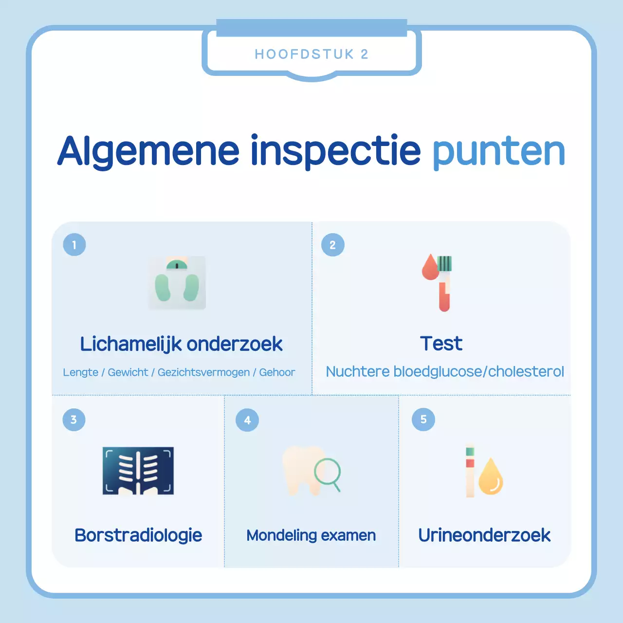 Eenvoudig bericht voor gezondheidscontrole in lichtblauw