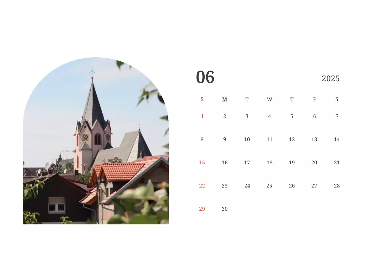 Calendrier photographique conceptuel mettant en scène des églises dans des paysages.