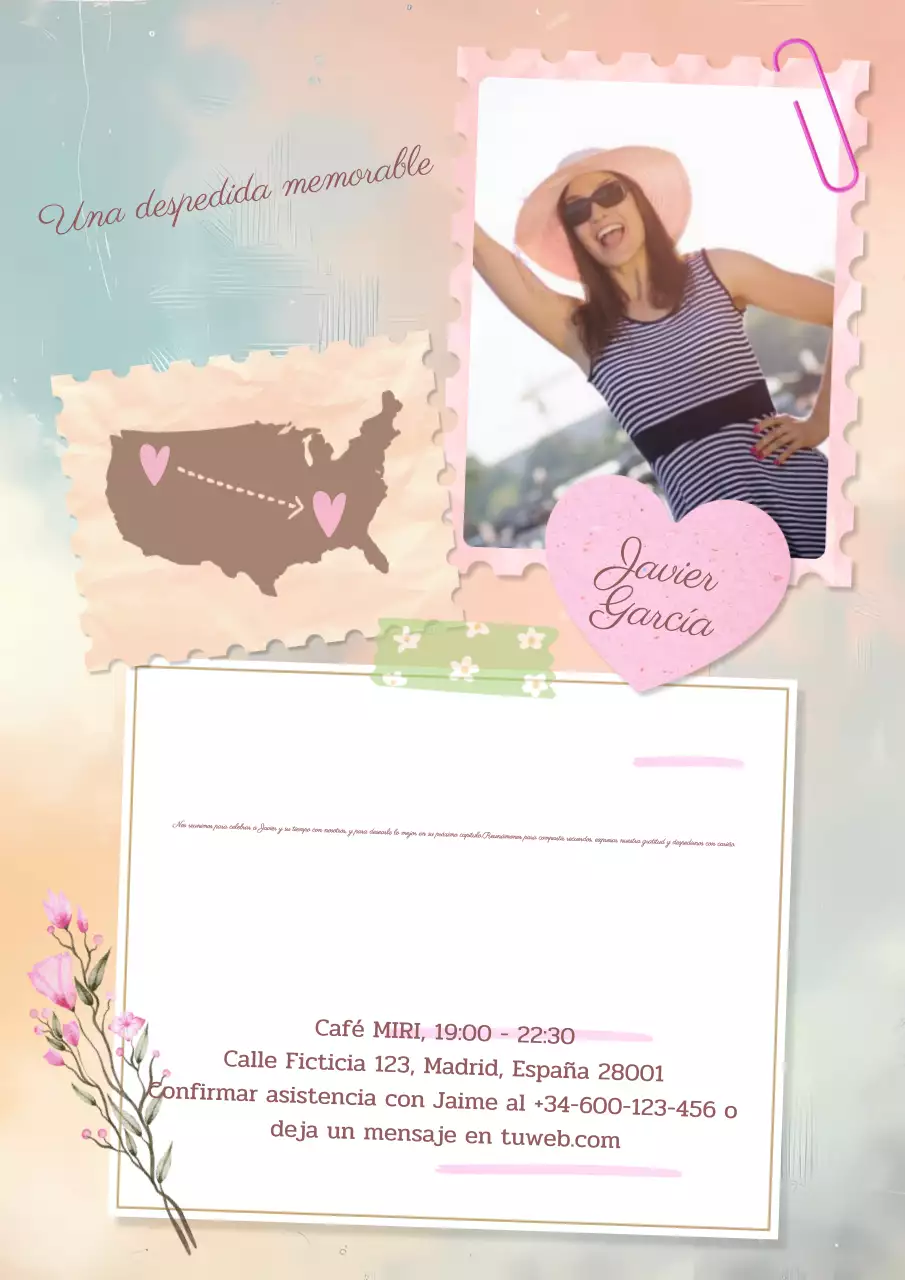 Invitación de despedida Vintage Scrapbook Pastel