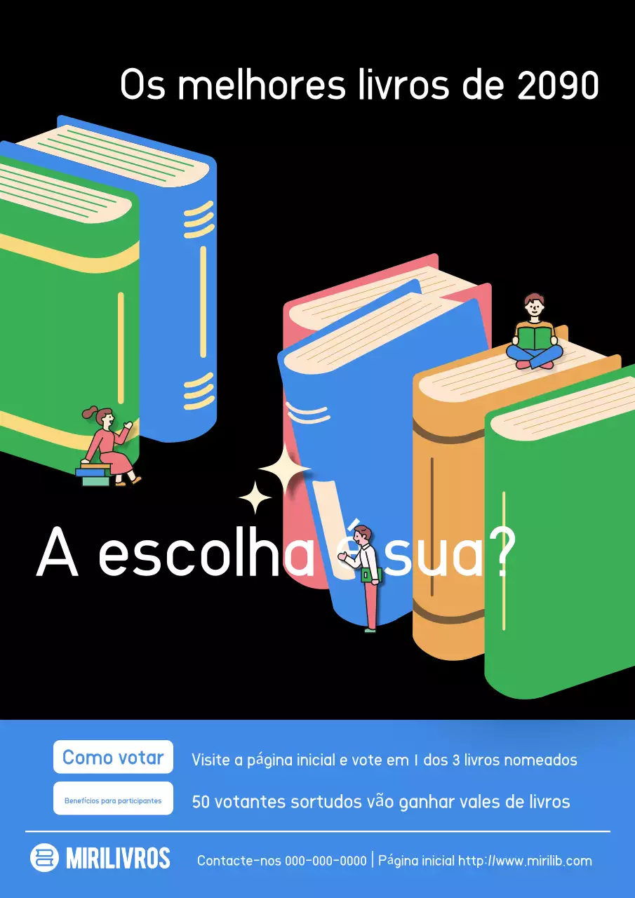 Anúncio da votação para Livro do Ano destacado a preto e azul