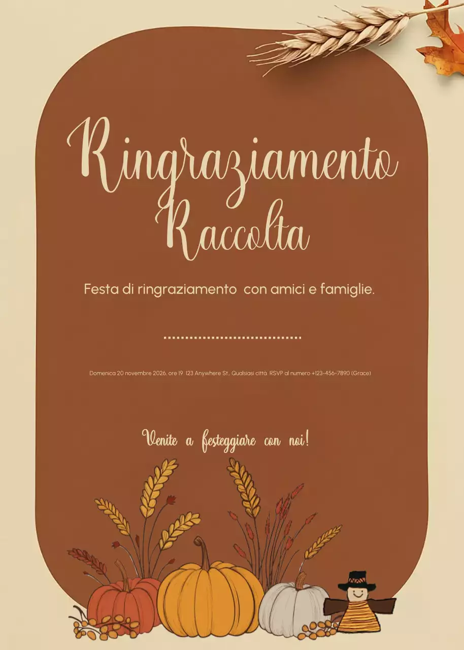 Invito rustico marrone per la riunione del Ringraziamento