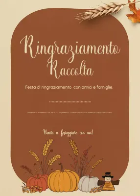 Invito rustico marrone per la riunione del Ringraziamento