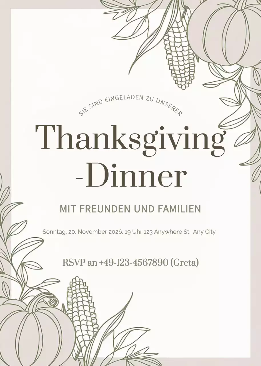 beige elegante Einladung zum Abendessen