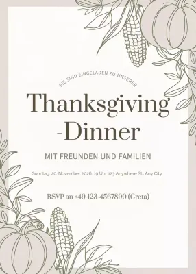 beige elegante Einladung zum Abendessen