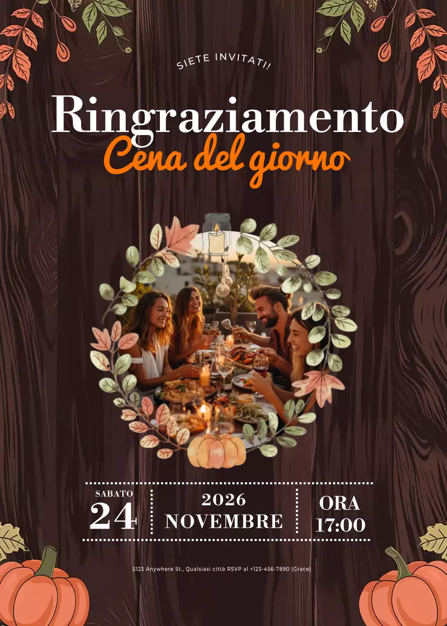 invito al ringraziamento rustico marrone