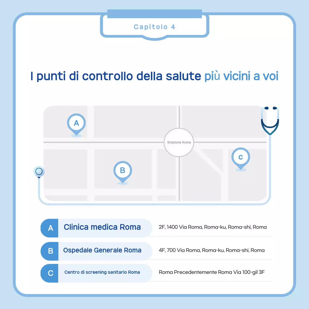 Semplice avviso di visita medica in azzurro