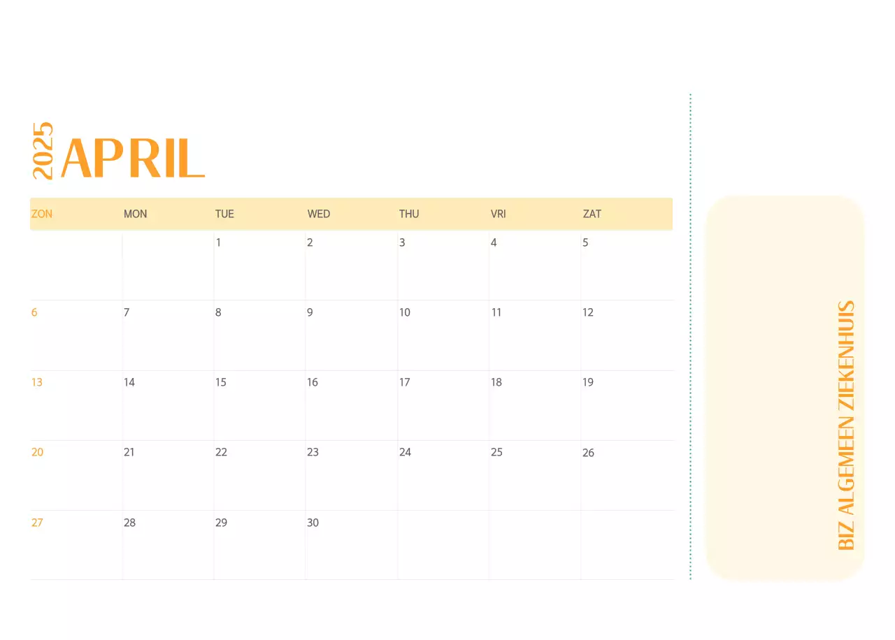 Ziekenhuiskalender in groen fotolijstje