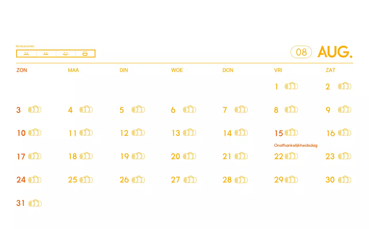 Oranje Minimalistische Yoga Promotiekalender